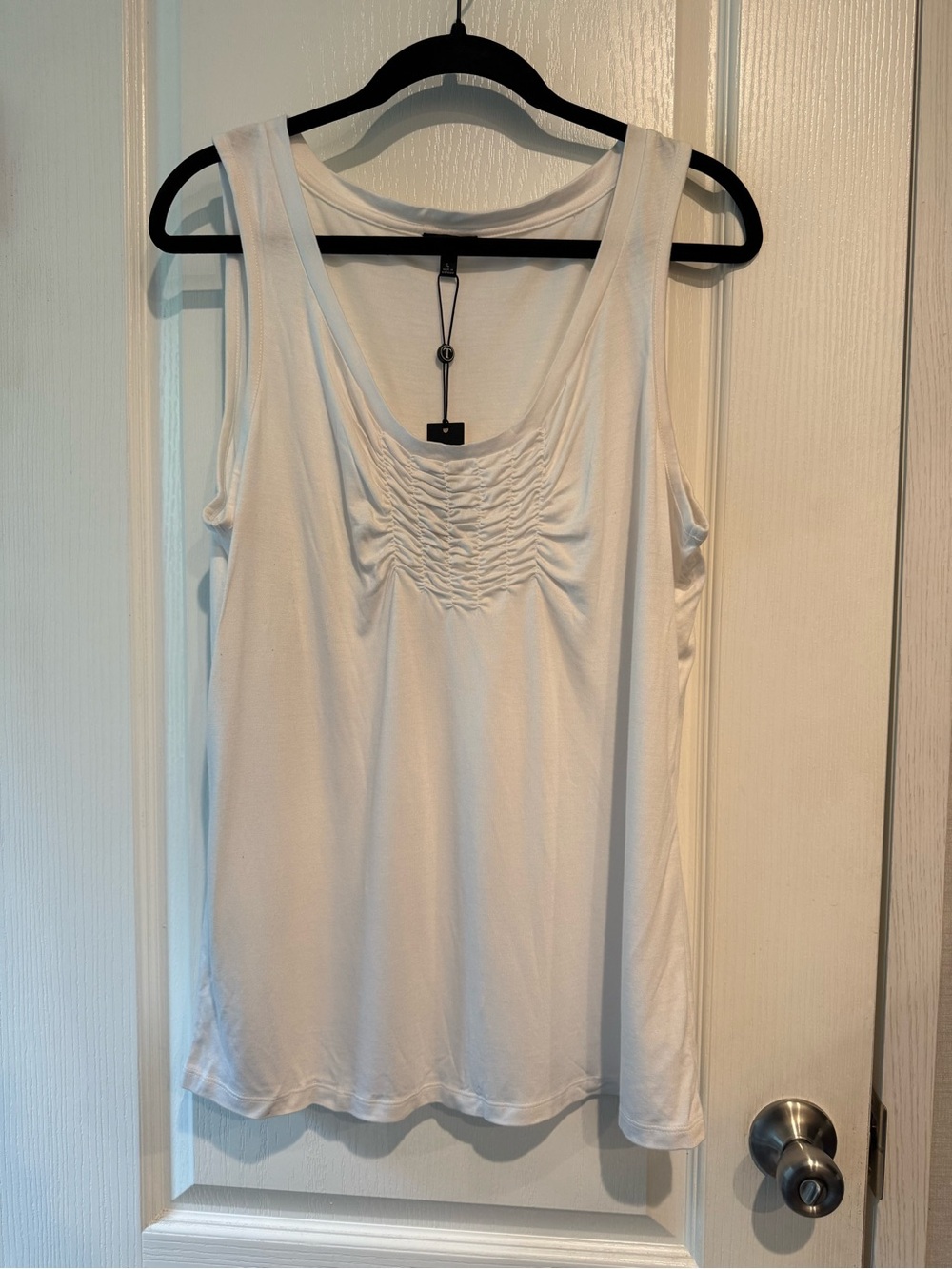 Talbots White Ruched Scoop Neck Tank Top